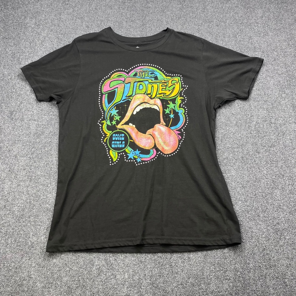 Rolling‎ Stones Band Tee Some Girls Graphic Black Glitter T-Shirt